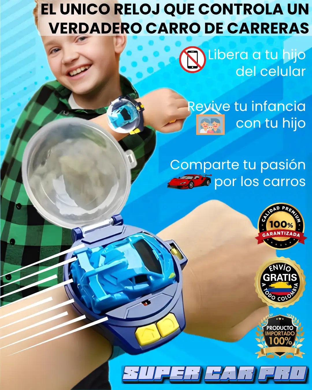 RELOJ INTELIGENTE CON CARRO A CONTROL REMOTO SUPER CAR PRO®